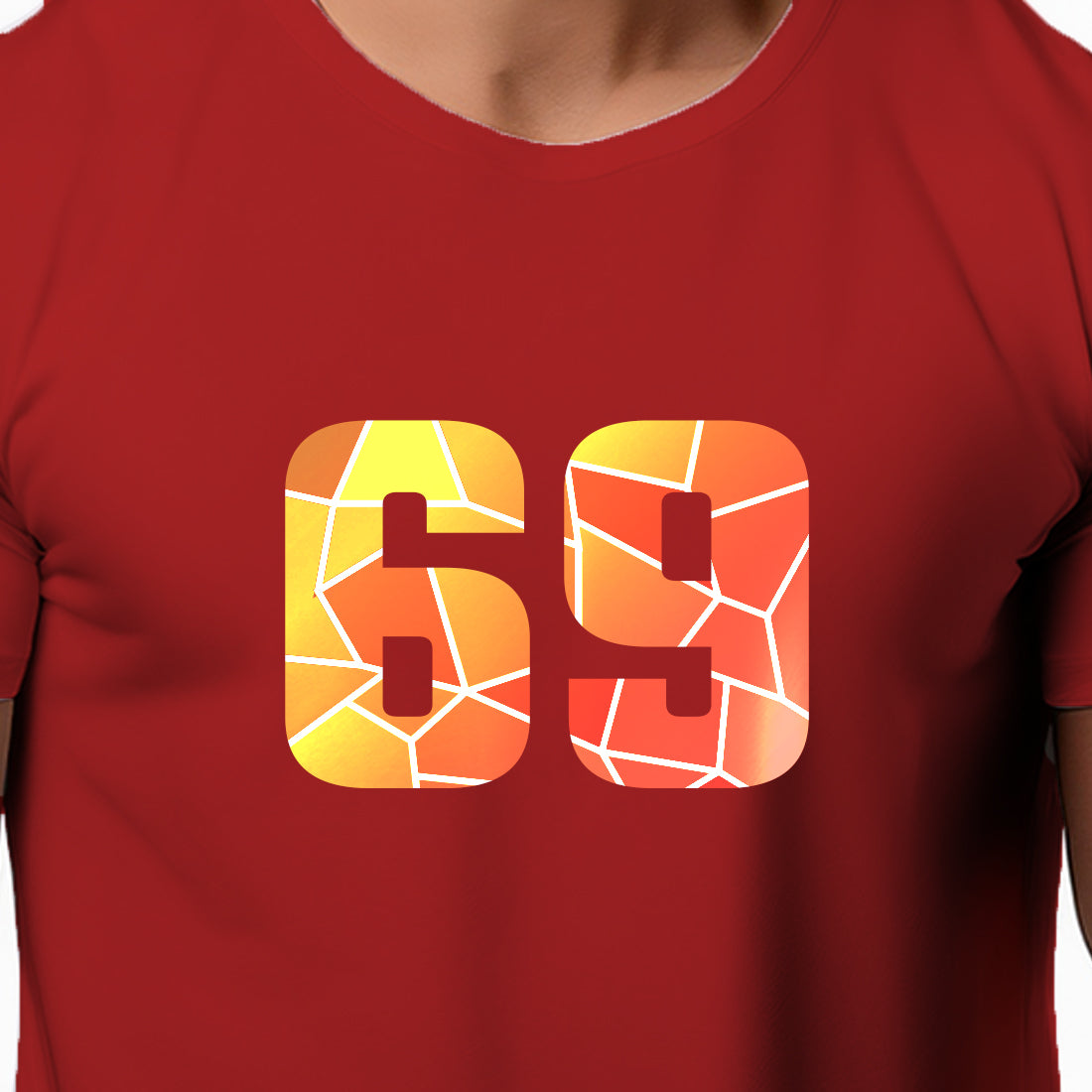 69 Number Men Unisex T-Shirt | Custom Number Graphic Tee (Red)
