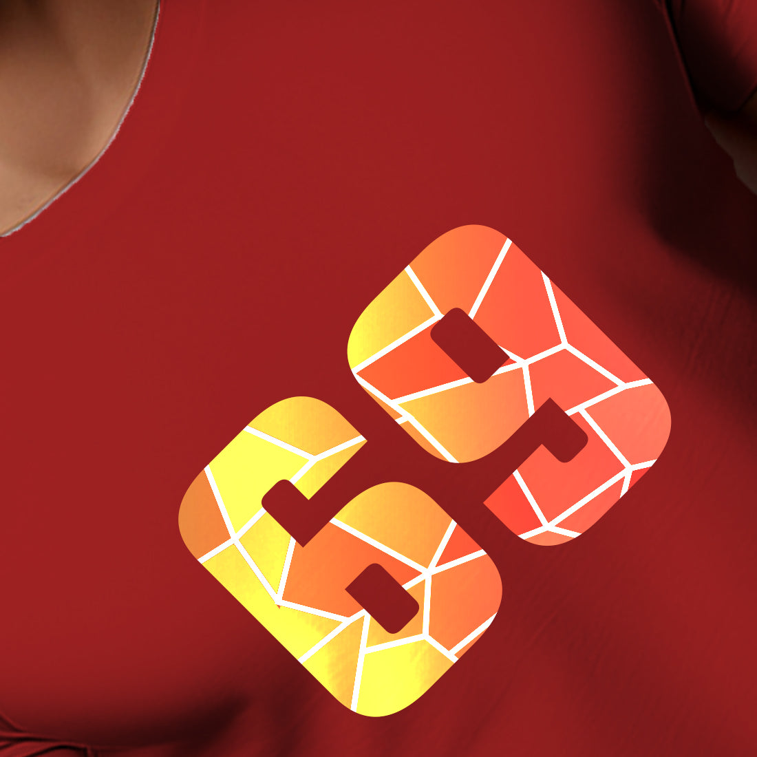 69 Number Men Unisex T-Shirt | Custom Number Graphic Tee (Red)