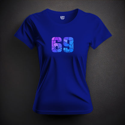 69 Number Women T-Shirt (Royal Blue) | Stylish Numeric Graphic Tee