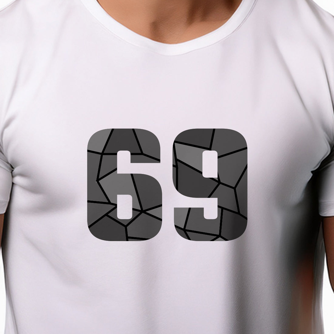 69 Number Men Unisex T-Shirt | Custom Number Graphic Tee (White)