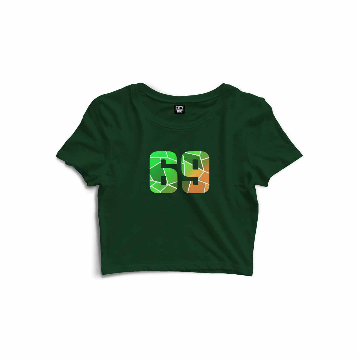 69 Number Women Crop Top (Olive Green)