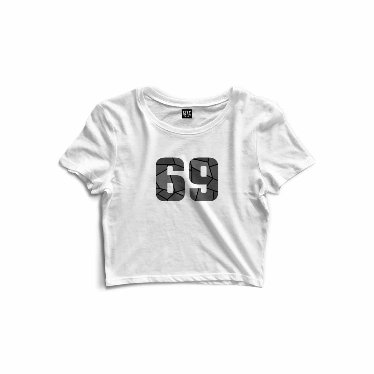 69 Number Women Crop Top (White)