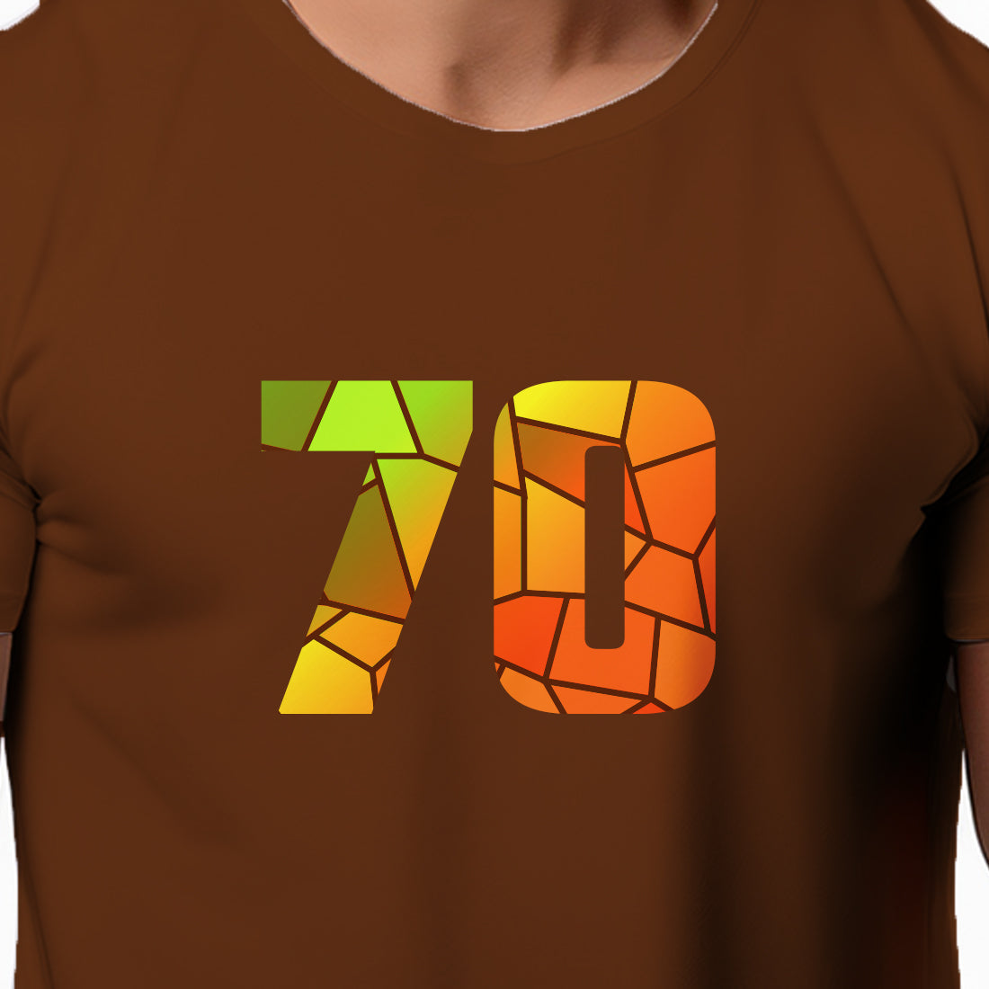 70 Number Men Unisex T-Shirt | Custom Number Graphic Tee (Brown)
