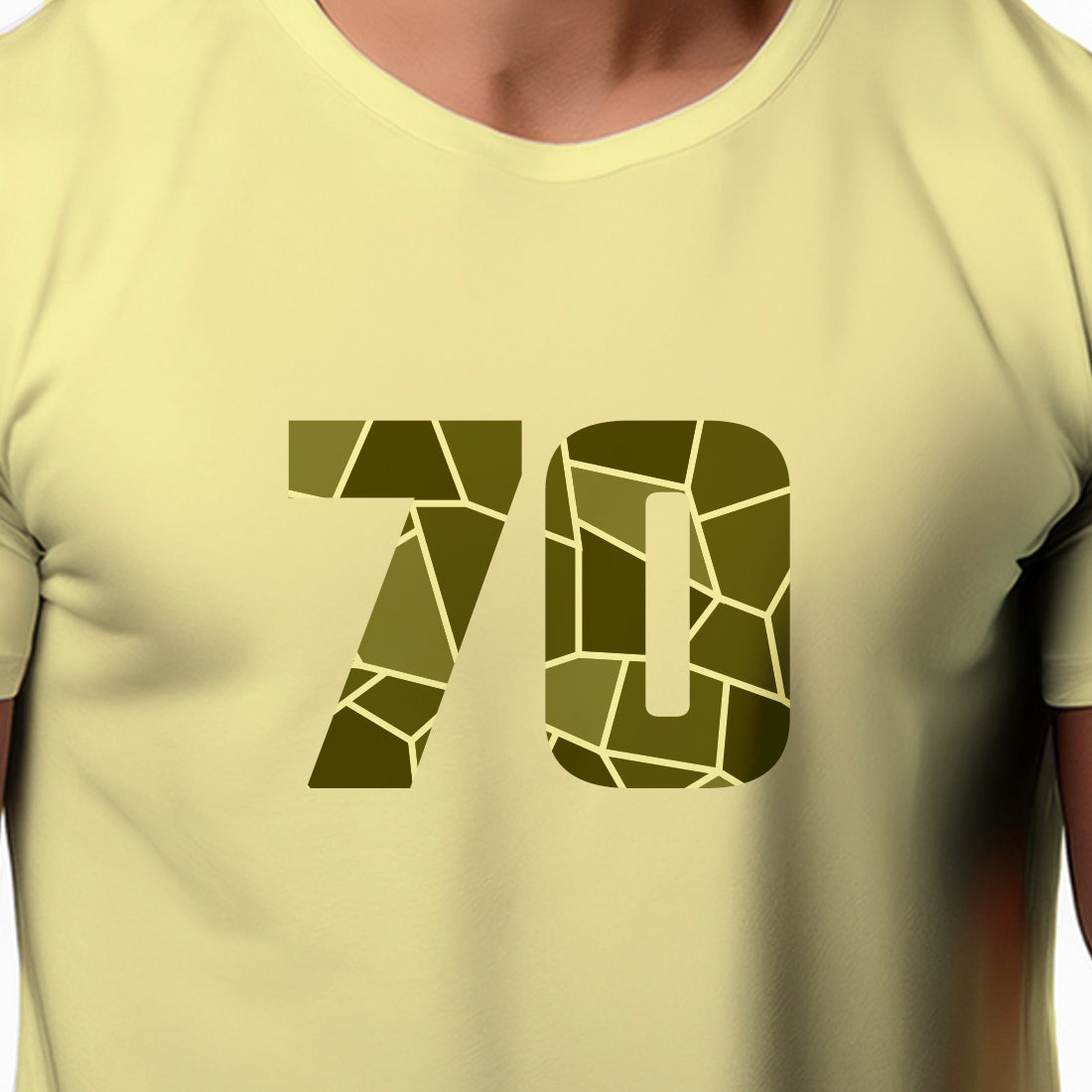 70 Number Men Unisex T-Shirt | Custom Number Graphic Tee (Butter Yellow)