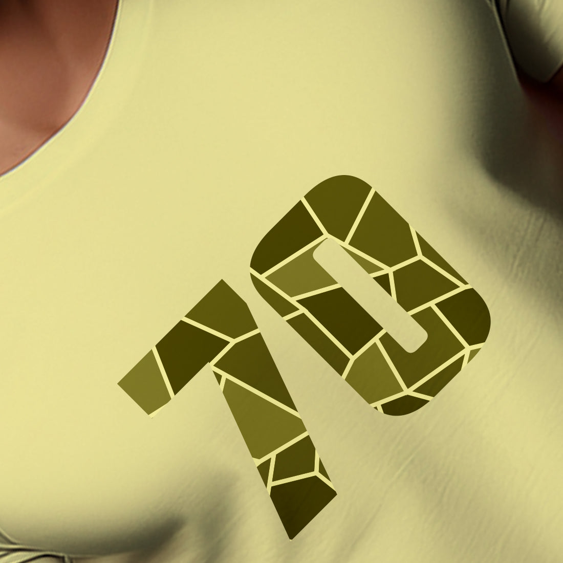70 Number Men Unisex T-Shirt | Custom Number Graphic Tee (Butter Yellow)