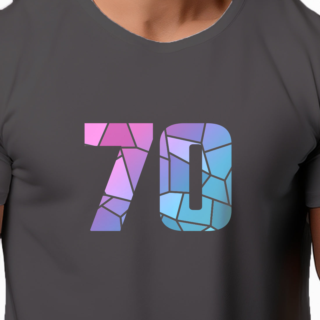 70 Number Men Unisex T-Shirt | Custom Number Graphic Tee (Charcoal Grey)