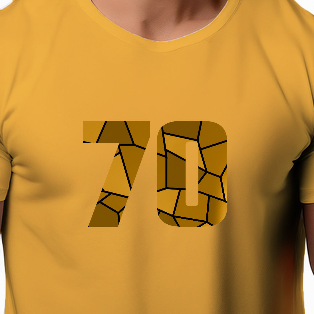 70 Number Men Unisex T-Shirt | Custom Number Graphic Tee (Golden Yellow)