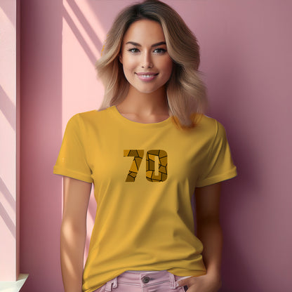 70 Number Women T-Shirt (Golden Yellow) | Stylish Numeric Graphic Tee