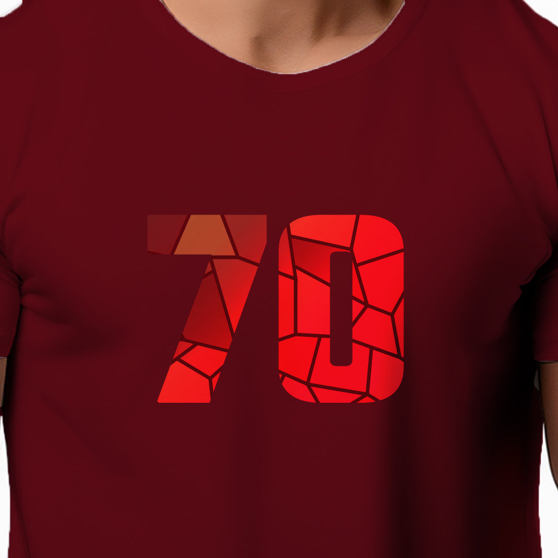 70 Number Men Unisex T-Shirt | Custom Number Graphic Tee (Maroon)