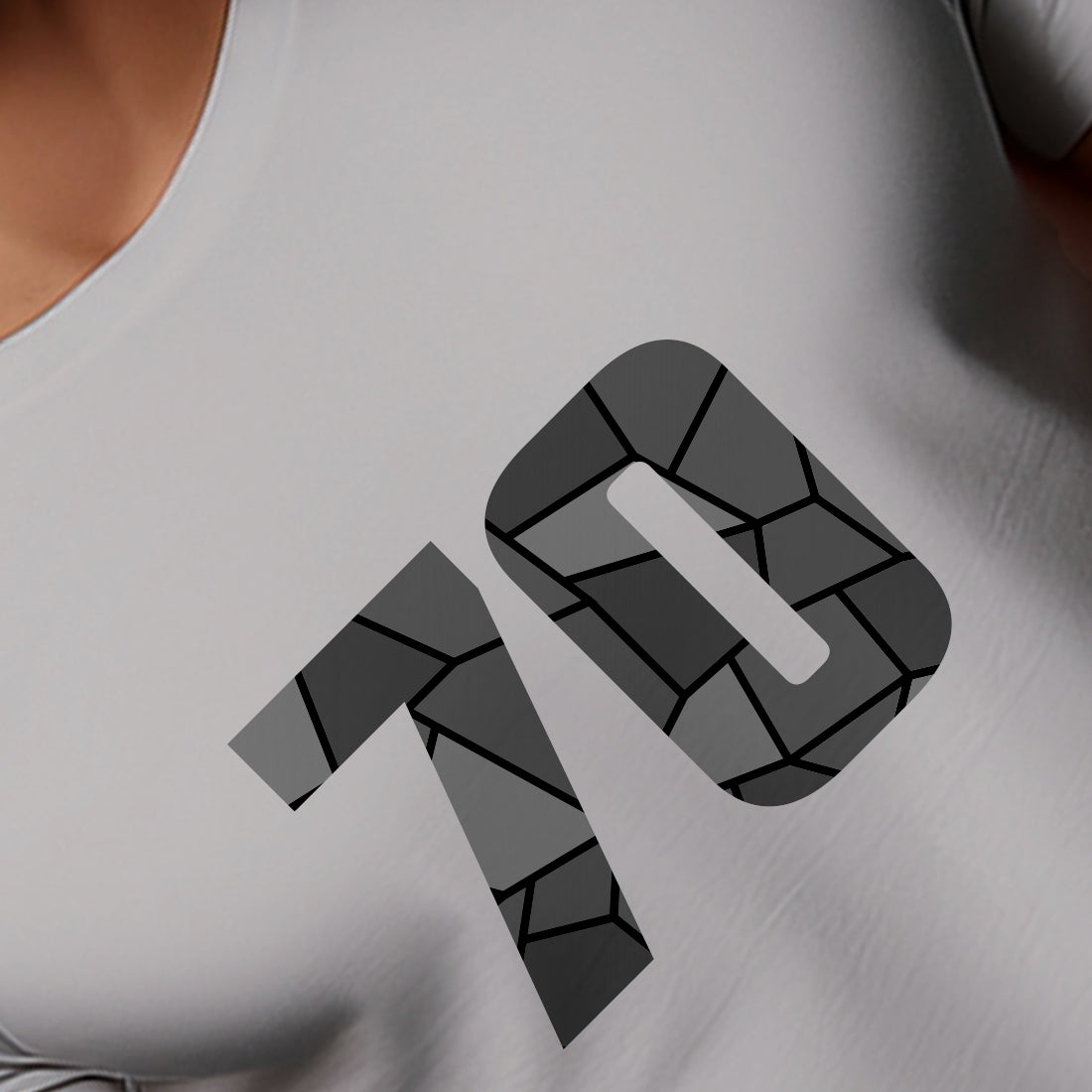 70 Number Men Unisex T-Shirt | Custom Number Graphic Tee (Melange Grey)