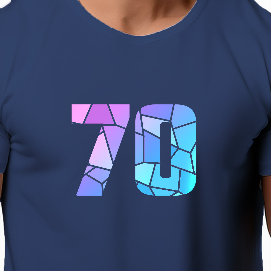 70 Number Men Unisex T-Shirt | Custom Number Graphic Tee (Navy Blue)