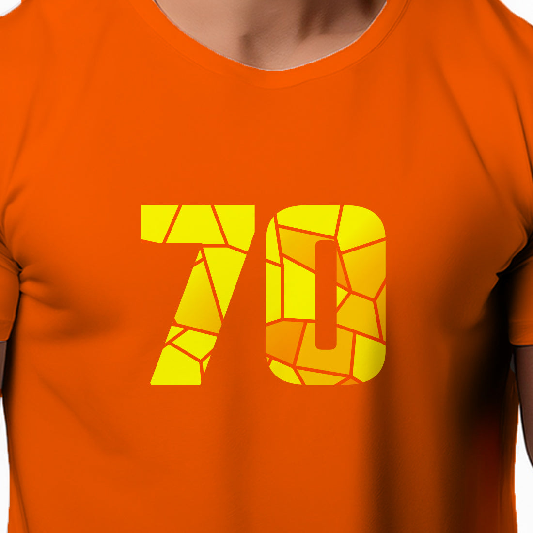70 Number Men Unisex T-Shirt | Custom Number Graphic Tee (Orange)