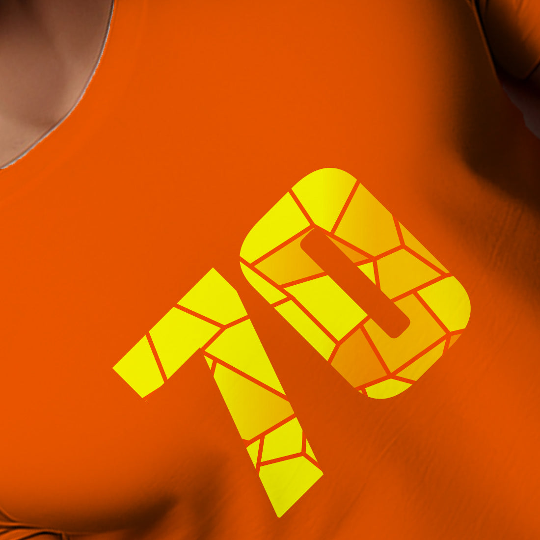70 Number Men Unisex T-Shirt | Custom Number Graphic Tee (Orange)