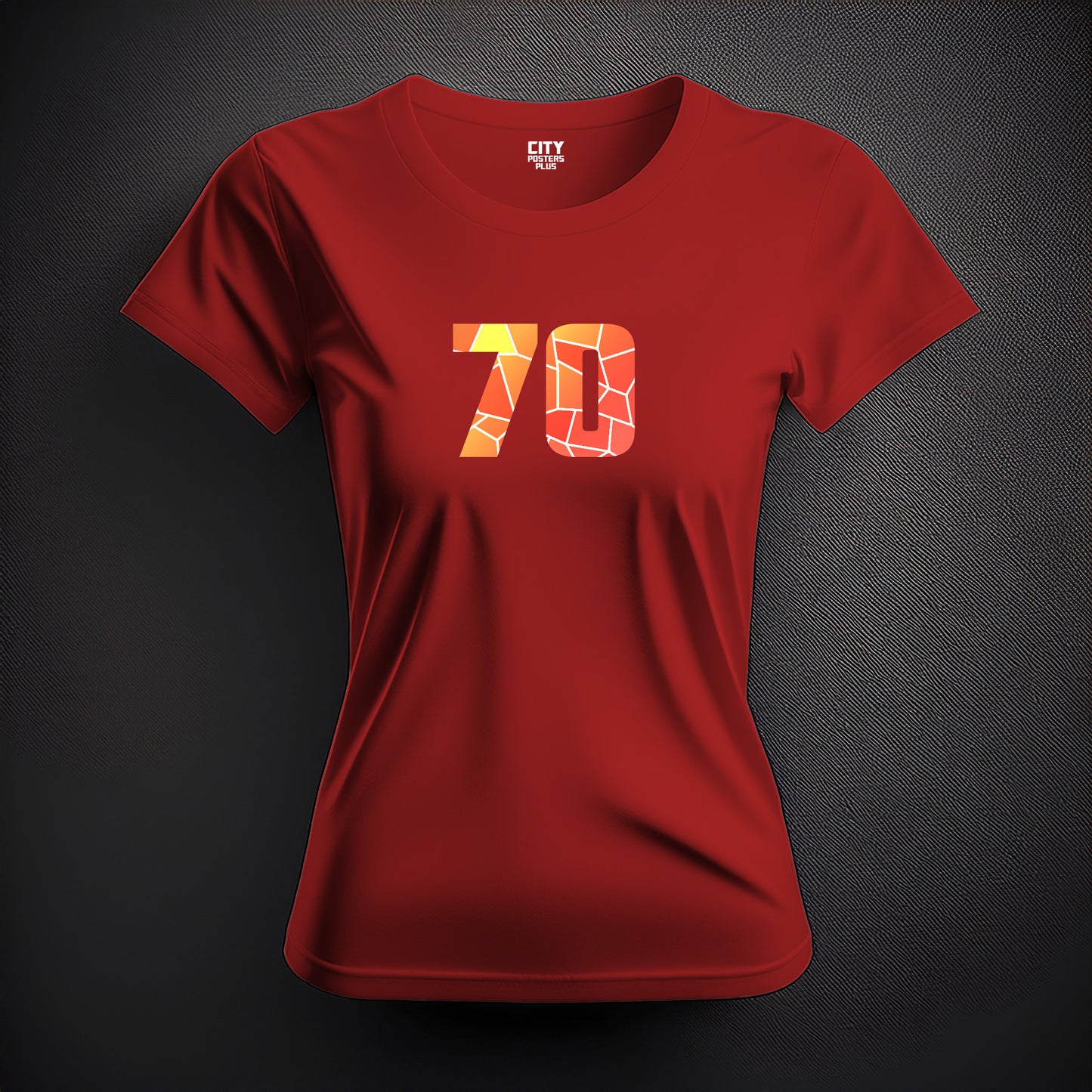 Number 70  Women T-Shirt (Red) | Stylish Numeric Graphic Tee