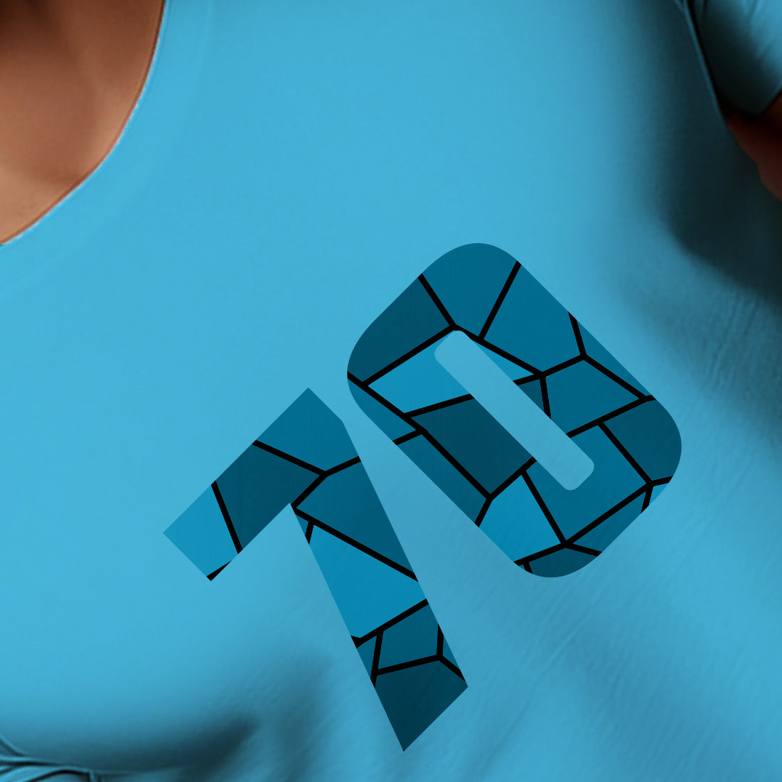 70 Number Men Unisex T-Shirt | Custom Number Graphic Tee (Sky Blue)