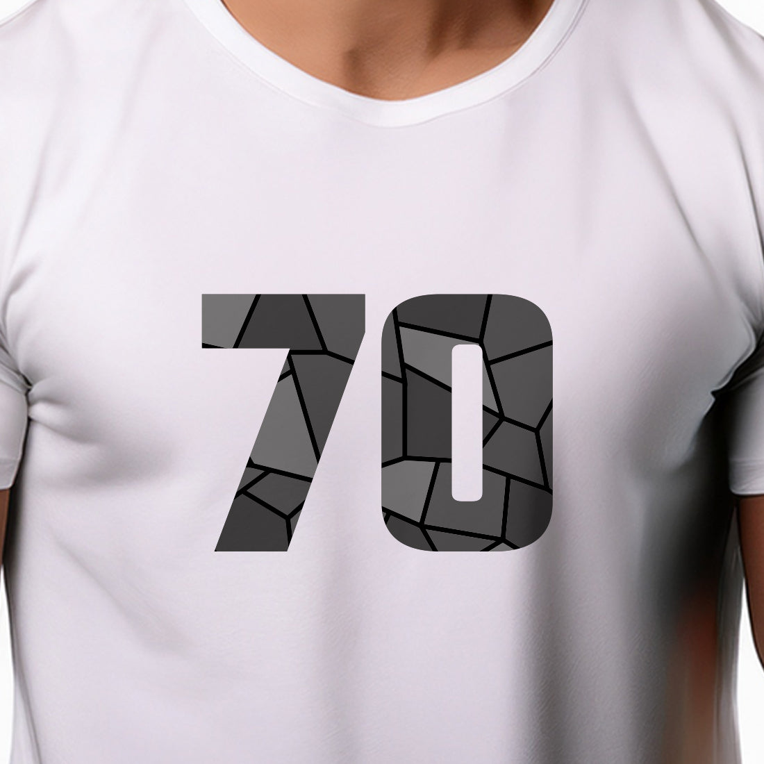 70 Number Men Unisex T-Shirt | Custom Number Graphic Tee (White)