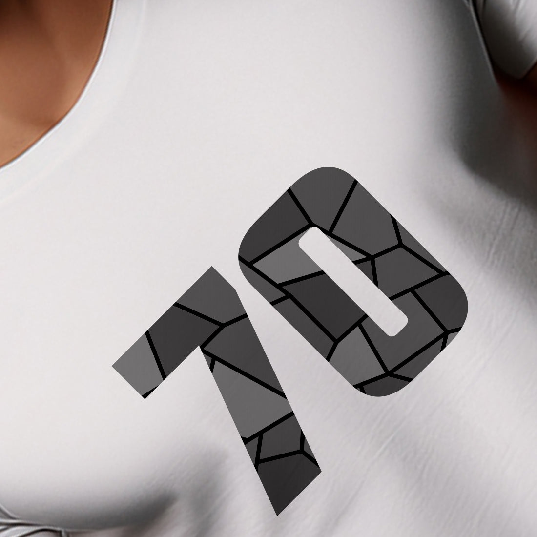 70 Number Men Unisex T-Shirt | Custom Number Graphic Tee (White)