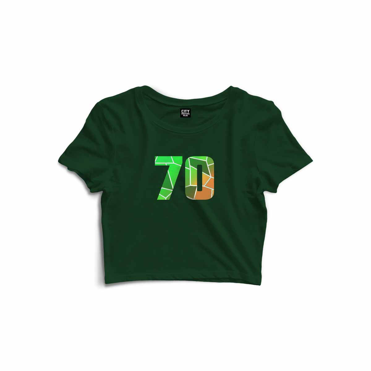 70 Number Women Crop Top (Olive Green)