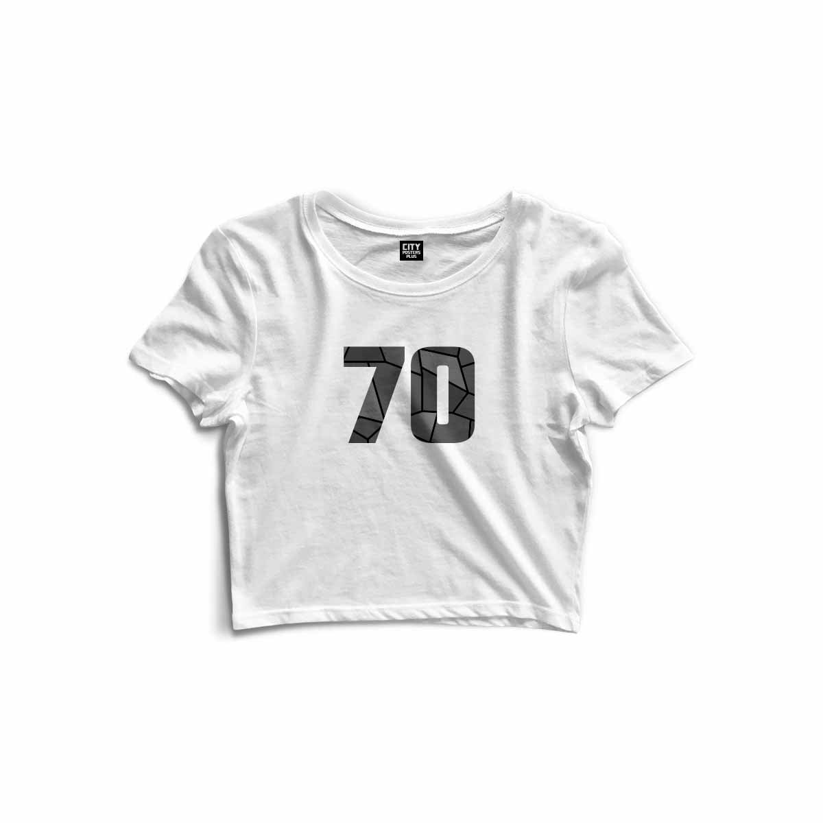 70 Number Women Crop Top (White)