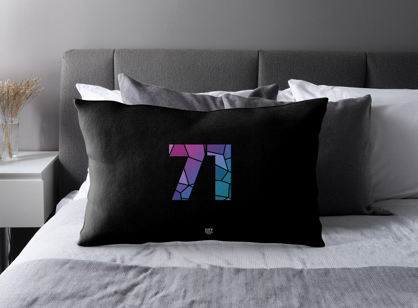 71 Number Pillow Case (Black)