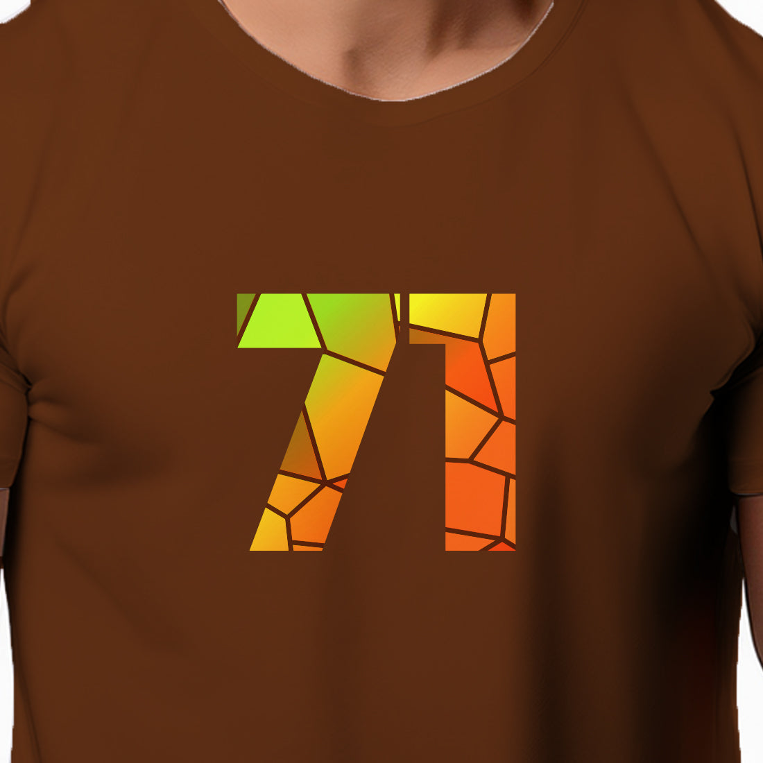71 Number Men Unisex T-Shirt | Custom Number Graphic Tee (Brown)