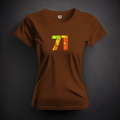 71 Number Women T-Shirt (Brown) | Stylish Numeric Graphic Tee