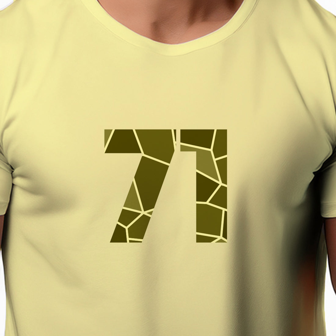 71 Number Men Unisex T-Shirt | Custom Number Graphic Tee (Butter Yellow)