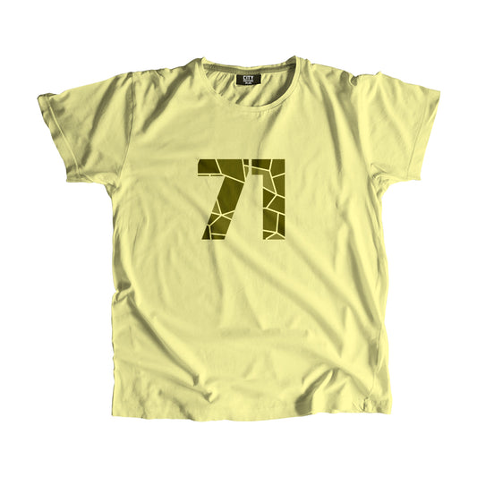 71 Number Men Unisex T-Shirt | Custom Number Graphic Tee (Butter Yellow)
