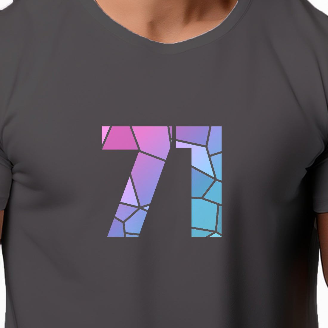 71 Number Men Unisex T-Shirt | Custom Number Graphic Tee (Charcoal Grey)