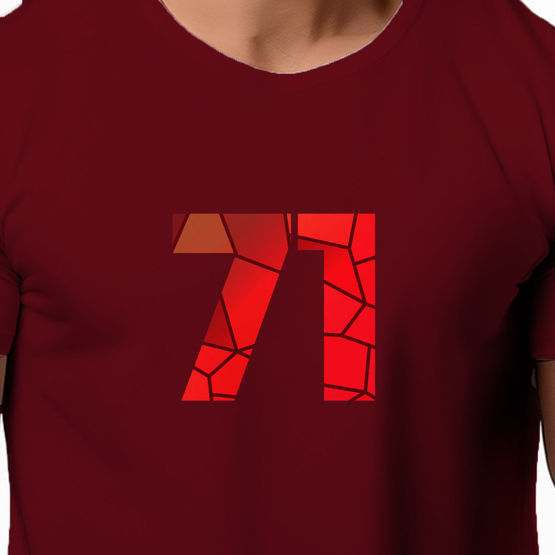 71 Number Men Unisex T-Shirt | Custom Number Graphic Tee (Maroon)