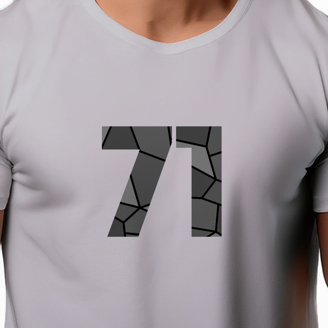 71 Number Men Unisex T-Shirt | Custom Number Graphic Tee (Melange Grey)