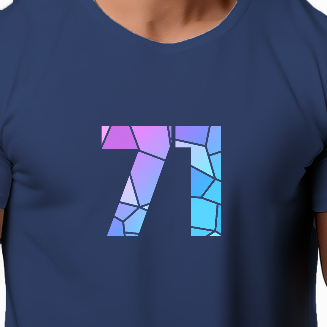 71 Number Men Unisex T-Shirt | Custom Number Graphic Tee (Navy Blue)