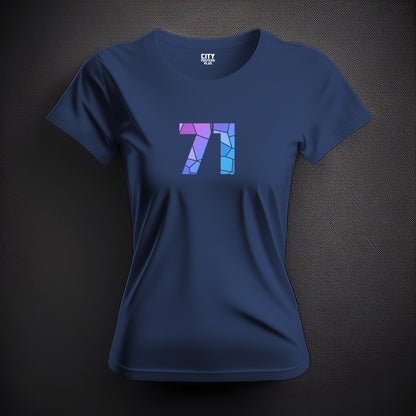 71 Number Women T-Shirt (Navy Blue) | Stylish Numeric Graphic Tee
