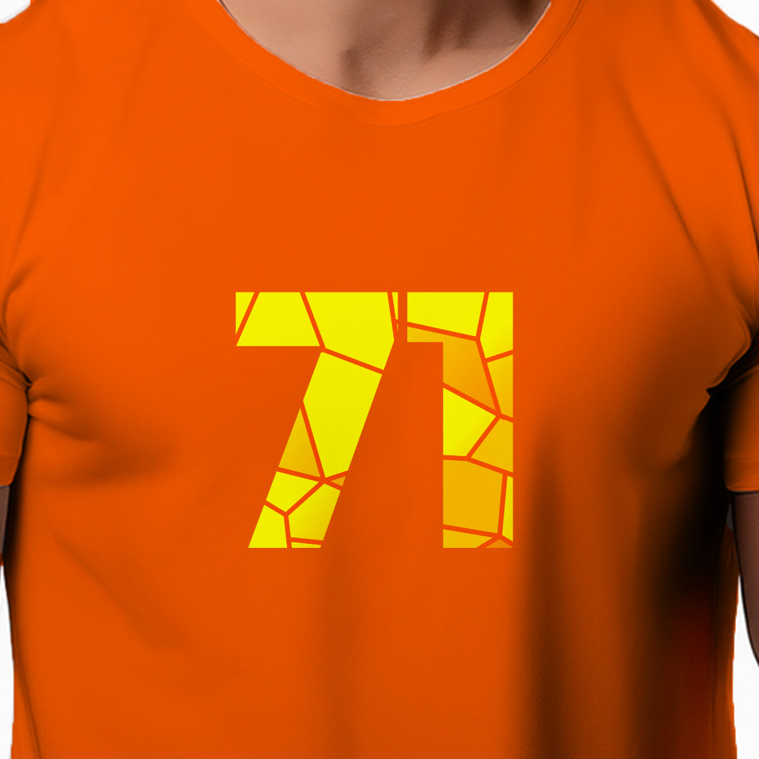 71 Number Men Unisex T-Shirt | Custom Number Graphic Tee (Orange)