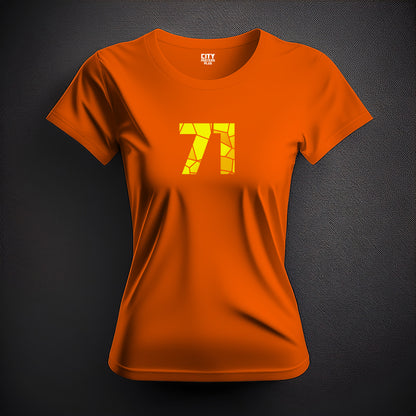 71 Number Women T-Shirt (Orange) | Stylish Numeric Graphic Tee