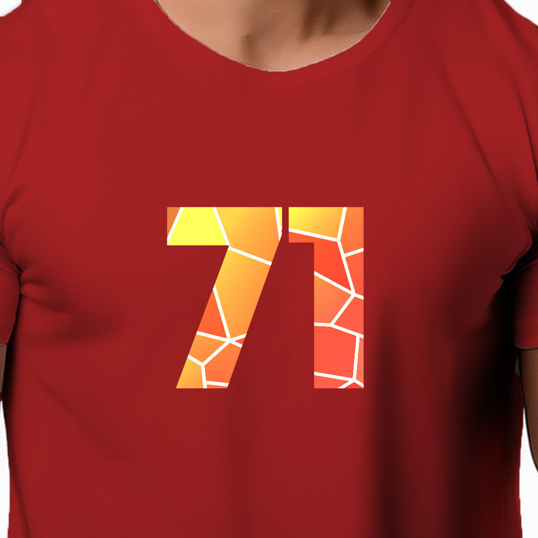 71 Number Men Unisex T-Shirt | Custom Number Graphic Tee (Red)