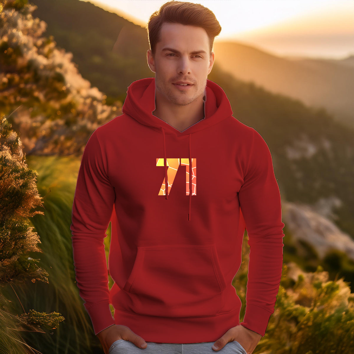 71 Number Unisex Hoodie (Red)