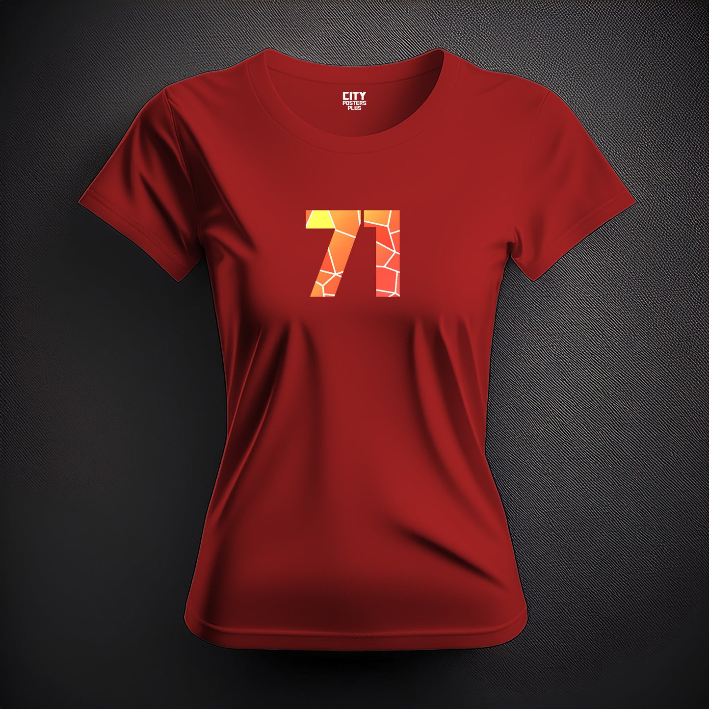 Number 71  Women T-Shirt (Red) | Stylish Numeric Graphic Tee