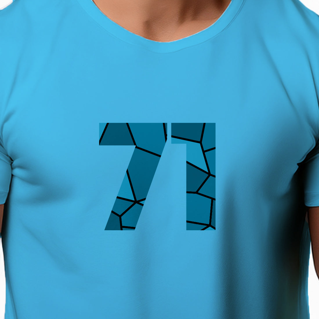 71 Number Men Unisex T-Shirt | Custom Number Graphic Tee (Sky Blue)