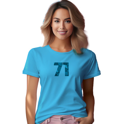 71 Number Women T-Shirt (Sky Blue) | Stylish Numeric Graphic Tee