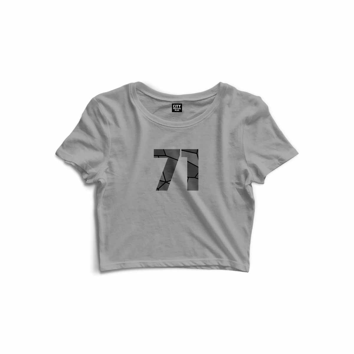 71 Number Women Crop Top (Melange Grey)