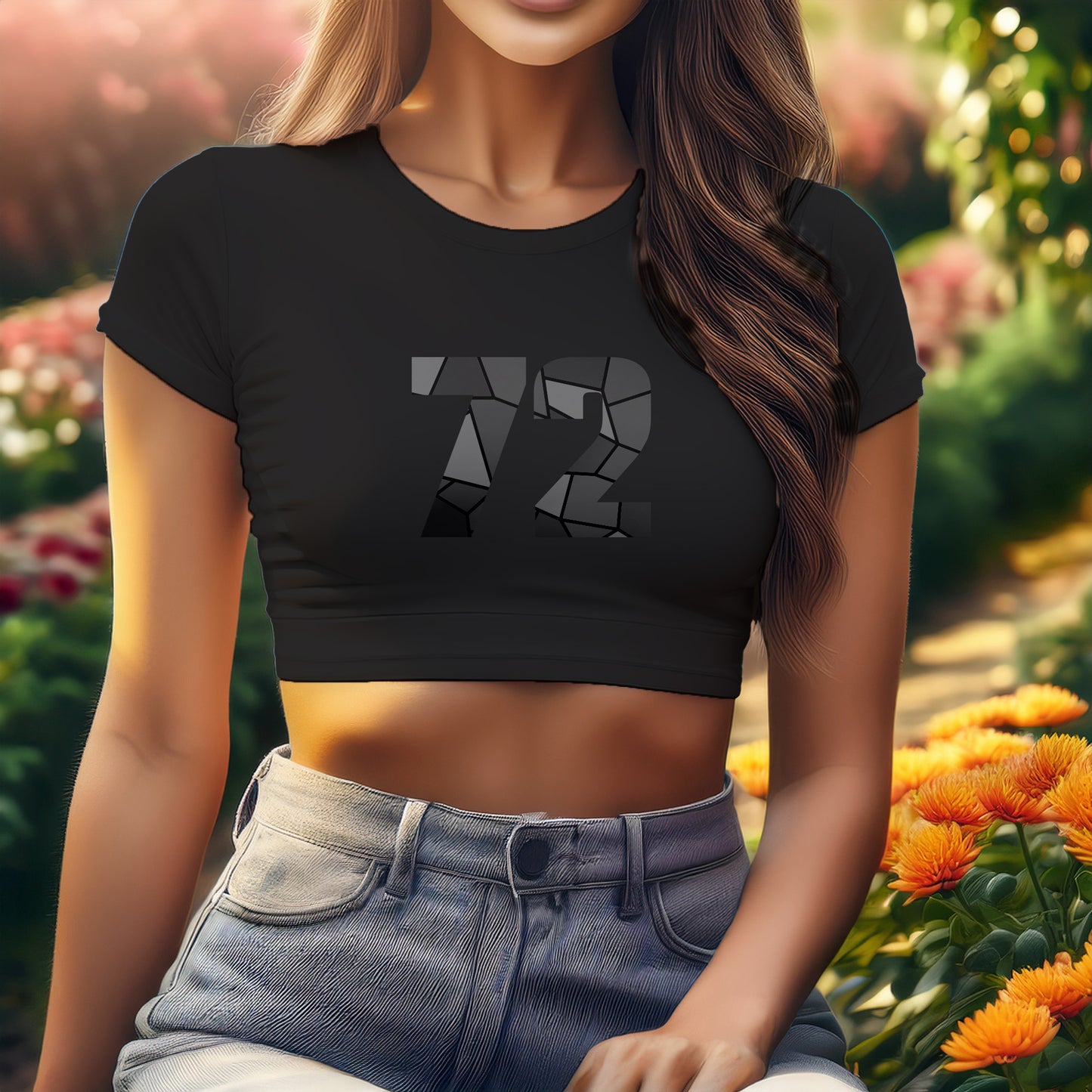 72 Number Women Crop Top (Black)