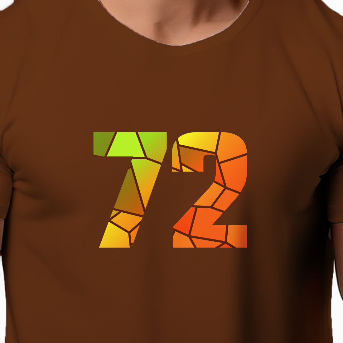 72 Number Men Unisex T-Shirt | Custom Number Graphic Tee (Brown)