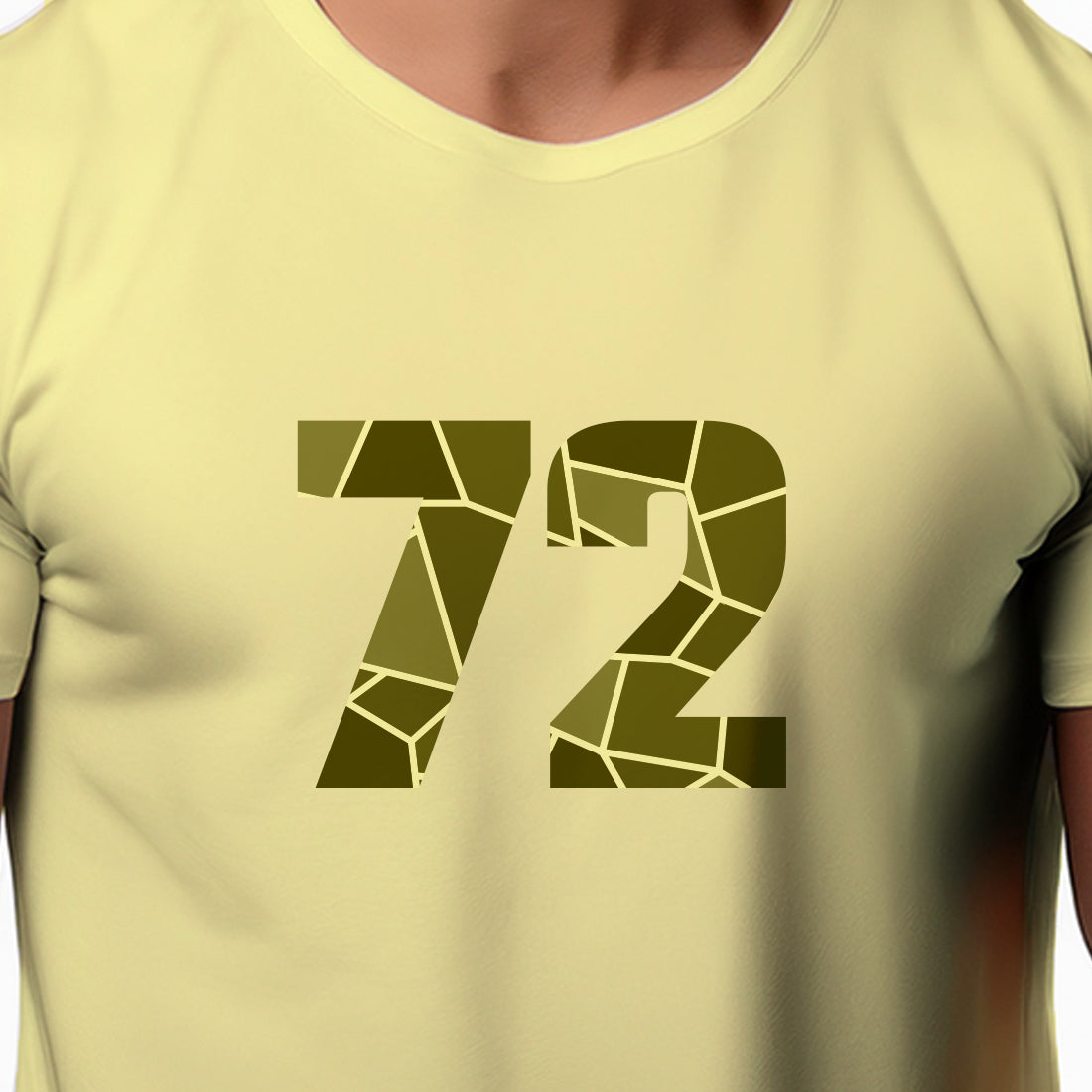 72 Number Men Unisex T-Shirt | Custom Number Graphic Tee (Butter Yellow)