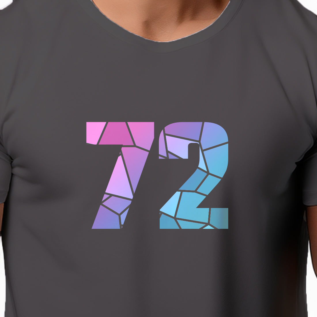 72 Number Men Unisex T-Shirt | Custom Number Graphic Tee (Charcoal Grey)
