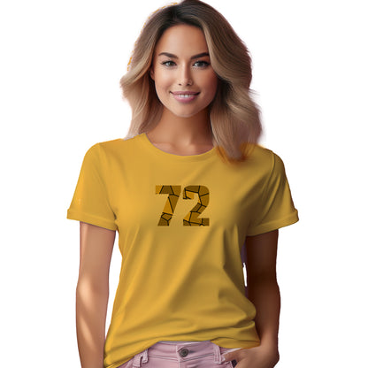 72 Number Women T-Shirt (Golden Yellow) | Stylish Numeric Graphic Tee