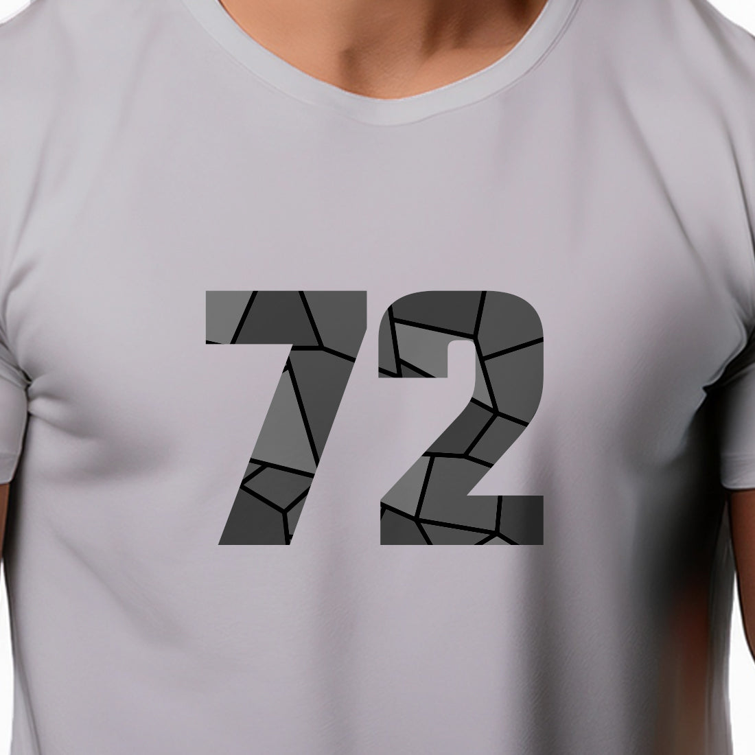 72 Number Men Unisex T-Shirt | Custom Number Graphic Tee (Melange Grey)