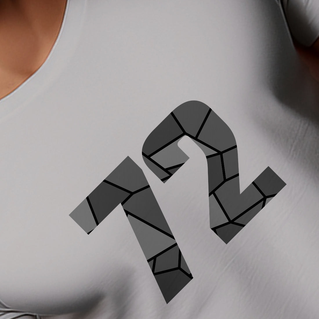 72 Number Men Unisex T-Shirt | Custom Number Graphic Tee (Melange Grey)