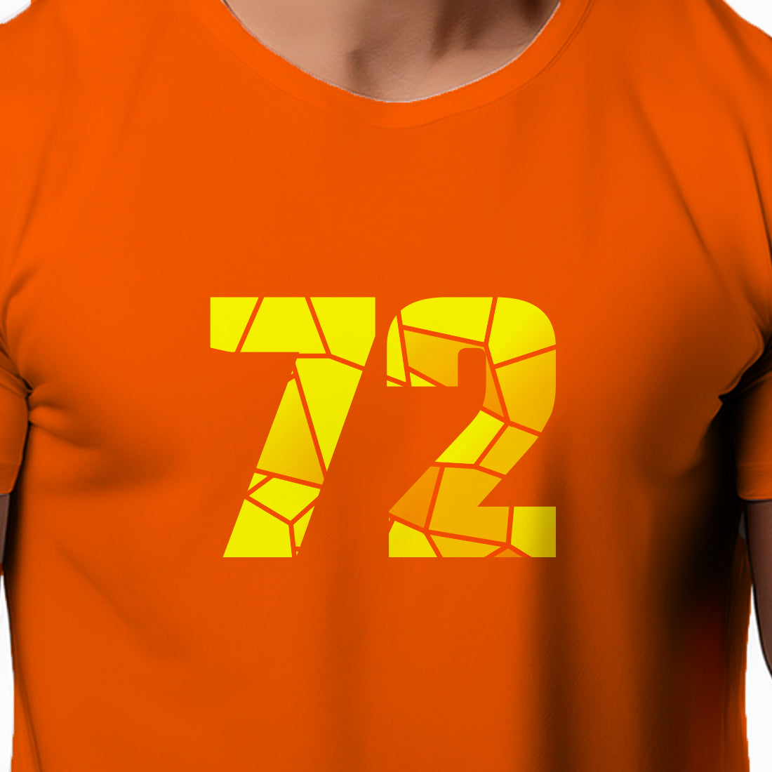 72 Number Men Unisex T-Shirt | Custom Number Graphic Tee (Orange)