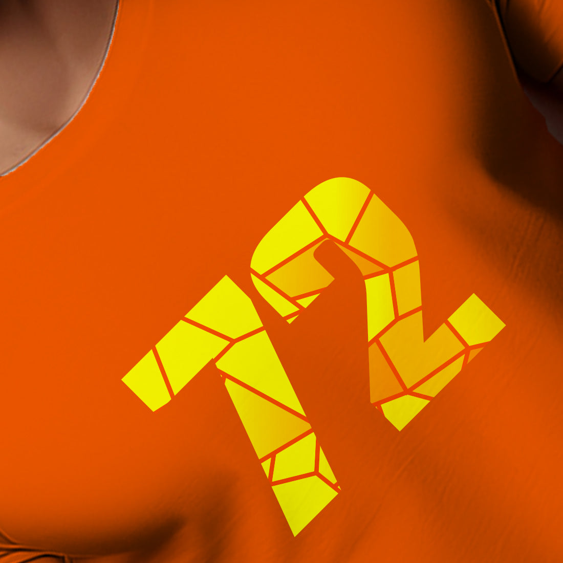 72 Number Men Unisex T-Shirt | Custom Number Graphic Tee (Orange)